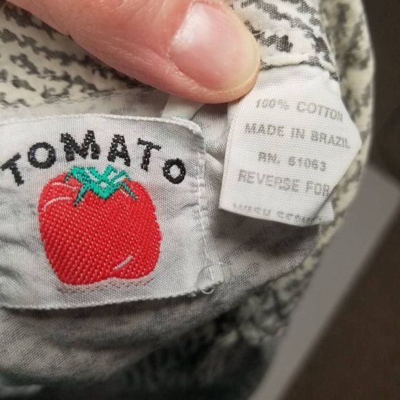 Tomato Mens Button Front Shirt Gray White Handwriting 100% Cotton Vintage XL - Picture 10 of 12